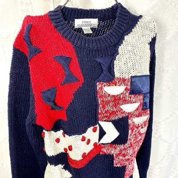 Petite Illustrations Chunky knit Vintage geometric print  sweater size S - Picture 3 of 8